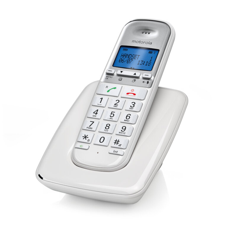 MOTOROLA S 3001 White Ασύρματο Τηλέφωνο με Μεγάλα Πλήκτρα (Ελληνικό Μενού) Συμβατό με Ακουστικά Βαρηκοΐας